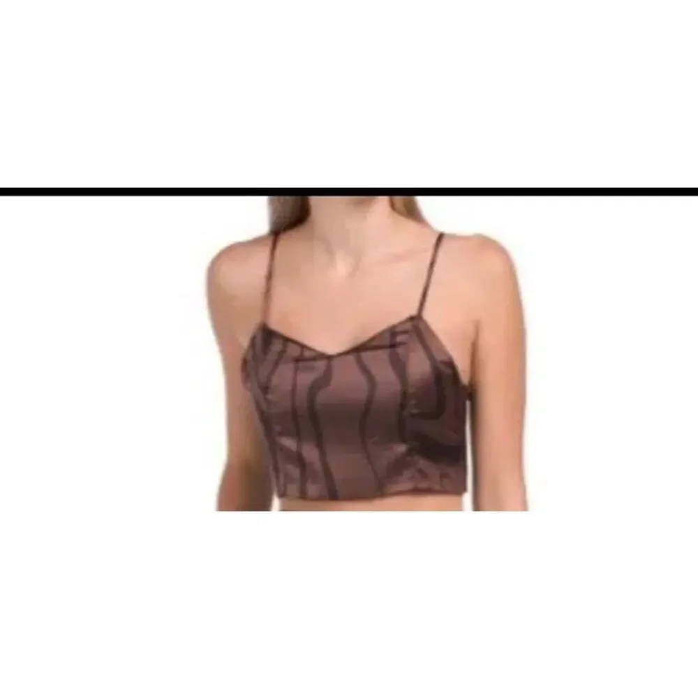 House of Harlow 1960 Satin Brown Zebra Top Size S